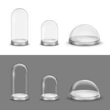 Glass Domes Set On White And Grey
