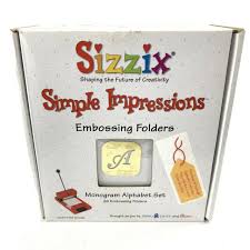 Sizzix Simple Impressions Embossing Folders Monogram Alphabet Set New Open Box