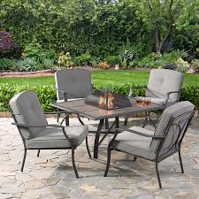 Fire Pit Set With Gray Cushions