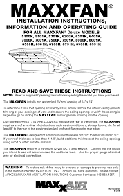 Ceiling fan capacitor connection diagram. Maxxair Maxxfan Deluxe 5100k Installation Instructions Information And Operating Manual Pdf Download Manualslib