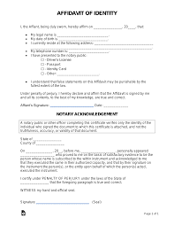 free affidavit of ideny form pdf