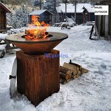 garden wood burning corten bbq grill