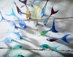 Glass Wall Art Fish Coastal