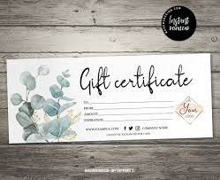 Making a custom gift tag template is a fairly easy process. Modern Eucalyptus Gift Certificate Instant Download Gift Card Printable Gift Voucher Template Modern Gift Certificate Templates Makemedesign