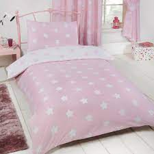 pink and white stars single duvet cover