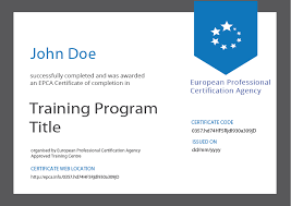 Training Certificate Authentication European Professional