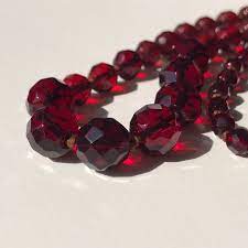 Antique Faceted Garnet Red Glass Bead