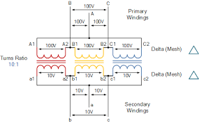 three phase transformer connections and