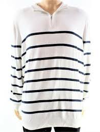 Club Room Mens 119 Silk Cashmere Navy Blue White Striped 1 2 Zip Sweater M Nwt 706257211540 Ebay