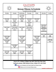 fitness cl schedule calcourts