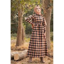 long oned checked shirt dress