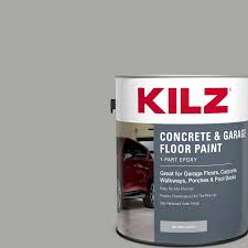 kilz l377611 1 part epoxy acrylic interior exterior concrete garage floor paint satin silver gray 1 gallon