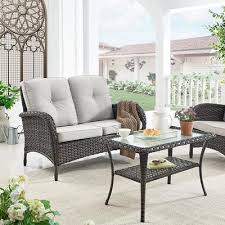 Brown Wicker Outdoor Loveseat Set