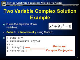 Matlab Solving Algebraic Equations