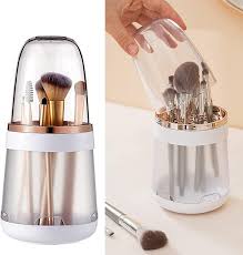 white makeup brush storage box with