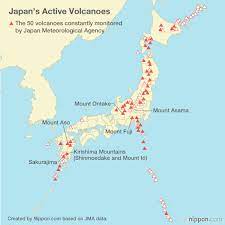 The map allows for filtering based on both location and current volcano status. Jungle Maps Volcanic Map Of Japan