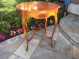 Antique Carved Wood Side Table With