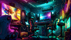 cyberpunk desk hd ai art