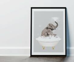 Elephant In Bath Black Grey Bathroom