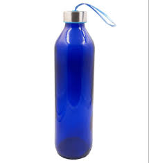 800ml Blue Glass Water Bottle Cap