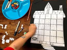 haunted house craft printable board