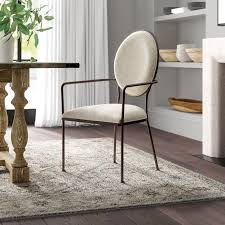 Create the perfect upholstered dining chair for your space with your choice of fabric and detail! Cairo Linen Upholstered Arm Chair In Beige Dining Chairs Upholstered Arm Chair Solid Wood Dining Chairs