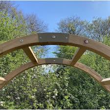 Wooden Garden Arch Tan With Ground Spikes