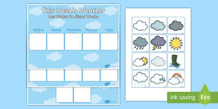 Weekly Weather Recording Chart Activity English German Eal