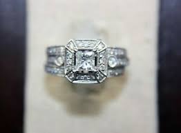 Details About 14kt White Gold Solitaire Princess Cut Round Halo Engagement Ring 1 00tcw Sz 6