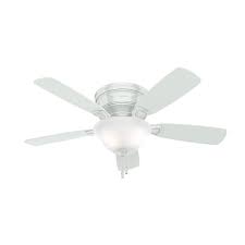 Hunter conroy indoor low profile ceiling fan with led light and pull chain control, 42, onyx bengal. Hunter Low Profile 48 In White Led Ceiling Fan With Light 5 Blade In The Ceiling Fans Department At Lowes Com
