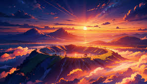 anime sunset 4k aesthetic digital