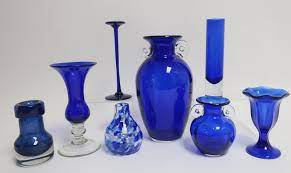 Cobalt Blue Glass Assortment Vintage