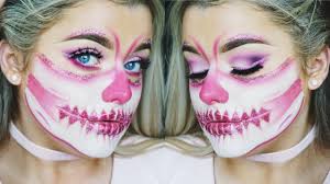 half face pink glitter skull halloween