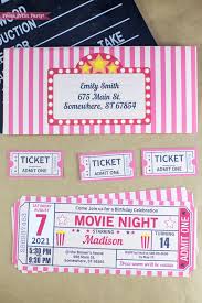 Movie Night Invitation Printable Red Ticket Stub