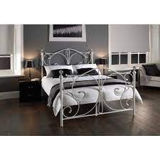 christina queen bed frame metal grey white