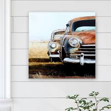 Vintage Car Tempered Glass Print Wall