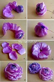 You can use any cloth for this handmade fabric flowers. Tina S Handicraft Roses Ribbon Making Fabric Flowers Ribbon Flower Tutorial Sewing Ribbon Flowers