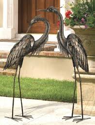 Bronze Heron Pair Coastal Metal Garden
