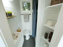 This tiny house also features a staircase to the main sleeping loft, a dedicated living area with another loft overhead, a full kitchen, and of course the wonderful bathroom. 8 Tiny House Bathrooms Packed With Style Hgtv S Decorating Design Blog Hgtv