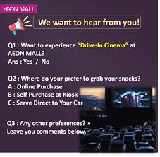Aeon departmental store has everything from baby to kids at level 2.muslimah wear,cinema,j co and other eateries. Aeon Mall Bandaraya Melaka Pstt Psttt Are We Hearing Drive In Cinema At Aeon Mall We Want To Hear From You Aeonmallmalaysia Isthisforeal Aeonmalldriveincinema Aeonmallsurvey Facebook