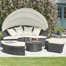 rattan daybed table garden furniture