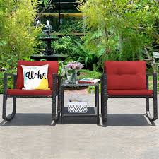 Costway 3 Piece Rattan And Metal Frame