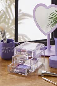 three drawer makeup storage unit
