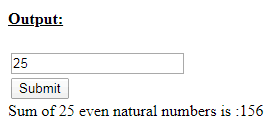 to find the sum of n even numbers in