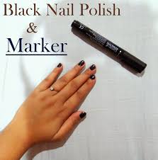 black nail polish and marker the