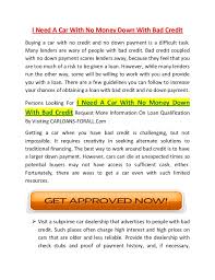 8 research bad credit lenders. I Need A Car With No Money Down With Bad Credit