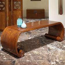Chinese Low Wooden Scroll Coffee Table