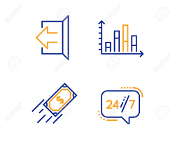 Diagram Graph Sign Out And Fast Payment Icons Simple Set 24 7