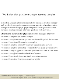 Top 8 Physician Practice Manager Resume Samples