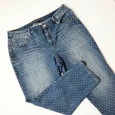 Details About Chicos Platinum Womens Skimmer Jeans Size 3 16 Blue Polka Dot Ankle Casual